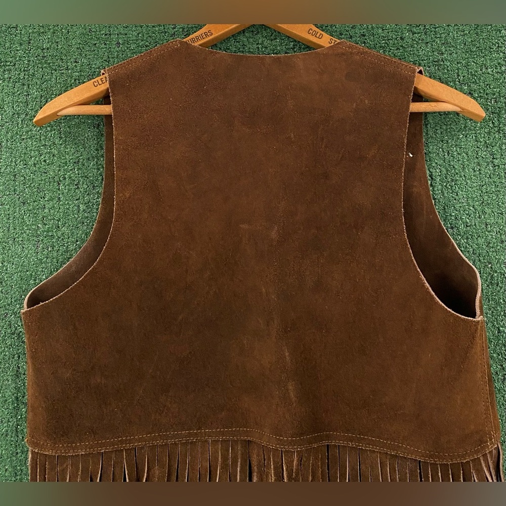 Vintage 70’s Suede Long Fringe Heavyweight Vest Metal Hardware Women’s Sz Medium - Picture 6 of 7